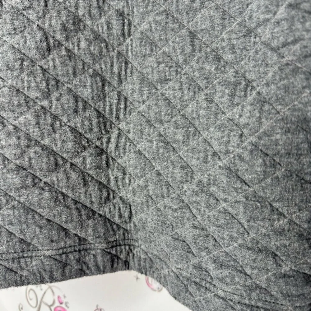 Eddie Bauer jacket pull over quilted sweater grey logos comfy thick warm quilt - Picture 6 of 10